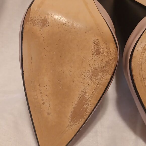 Dune London Anisa black/soft pink 2 tone leather stiletto heels size EU 38 US 7 - Picture 8 of 10